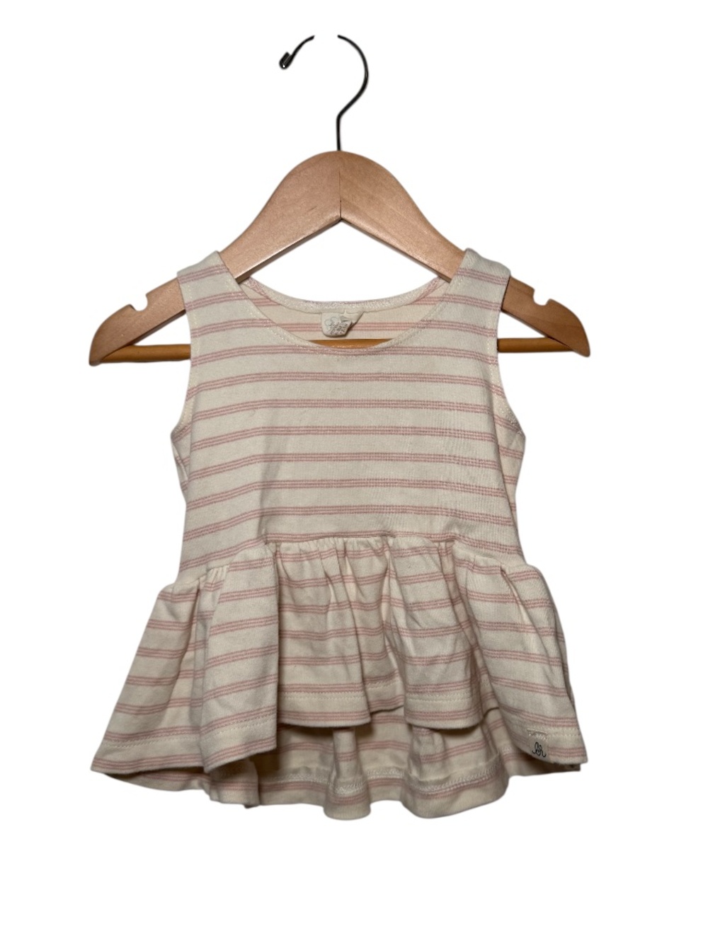 LULU & ROO bamboo cream & pink peplum tank - 12-18m
